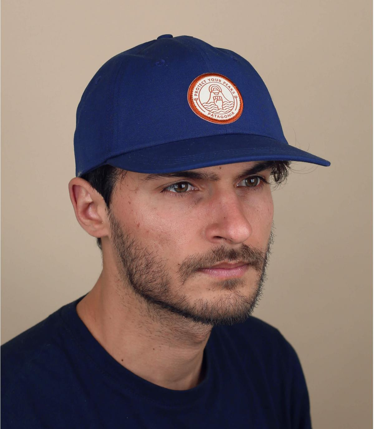 casquette Patagonia vague bleu Peak Protector Badge Trad Cap navy